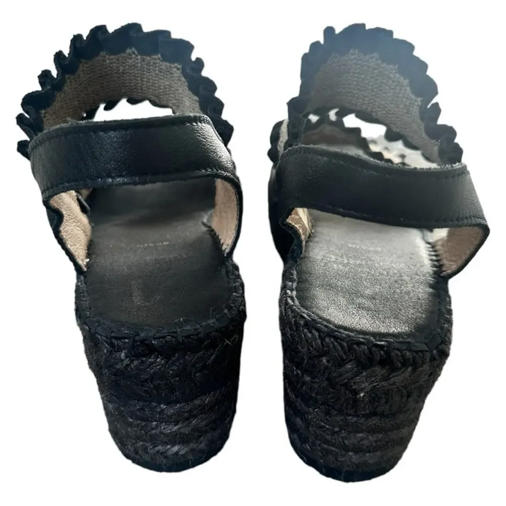 Juncal Aguirre - Mica Black Platform Espadrille Sandals Wedges